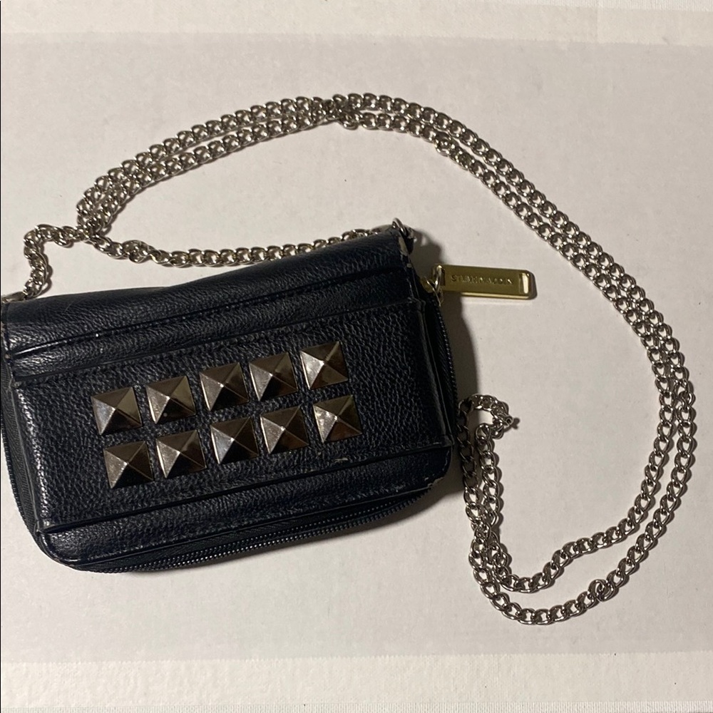 Steve Madden Edgy Black and Silver Bling Crossbody Bag with Small Phone holder
